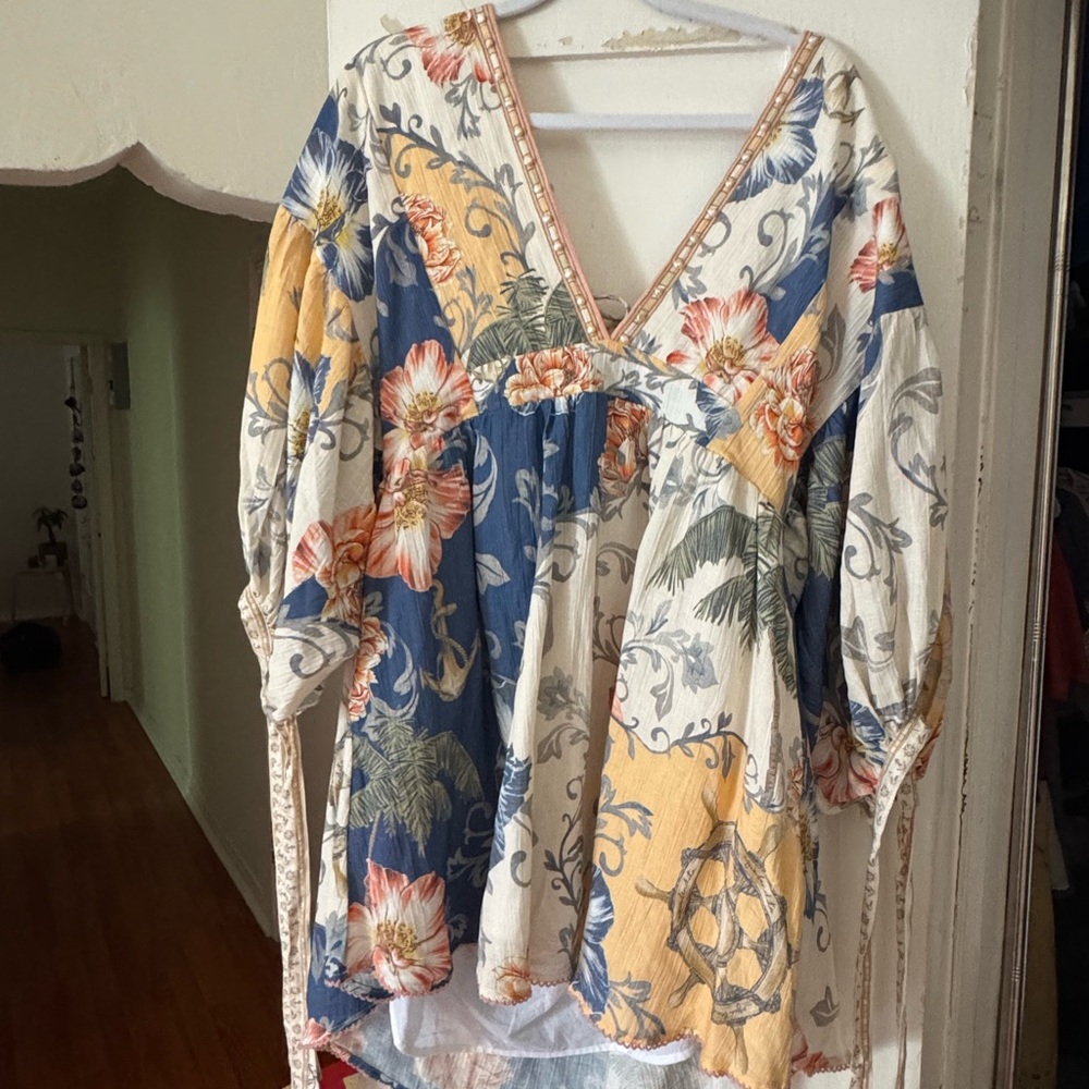 agua bendita Floral V-Neck Bohemian dress